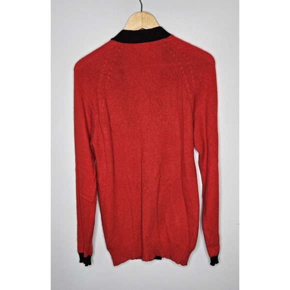 Vintage Neiman Marcus Sweater Large Red Cashmere Cardigan Oversized Old Money - Picture 2 of 7